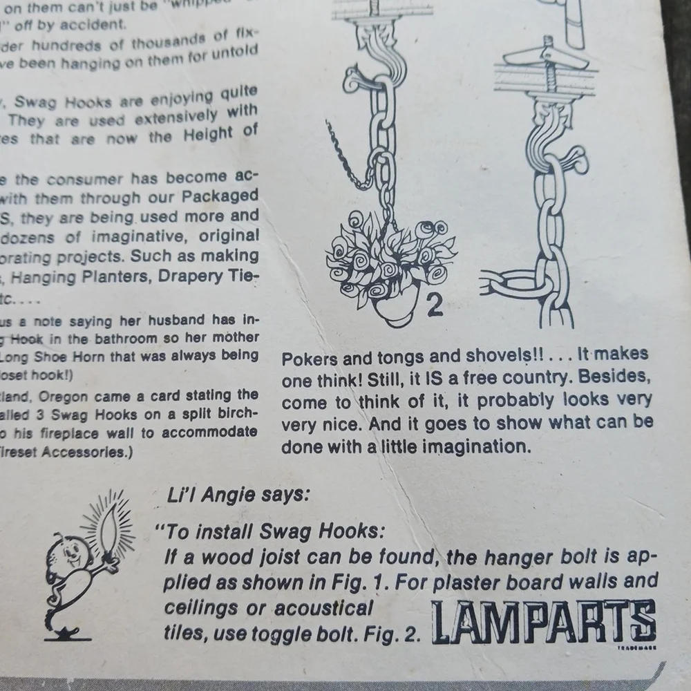Angelo Lamparts Vintage Swag Hooks Ceiling Mounting Hardware
